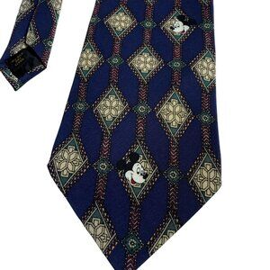 Vintage Mickey, Inc. Silk Tie – Hidden Mickeys in Retro Geometric Print | EUC